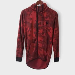 YoungLA Mens Red Camouflage Full Zip Up‎ Hoodie Sz Small Streetwear Activewear